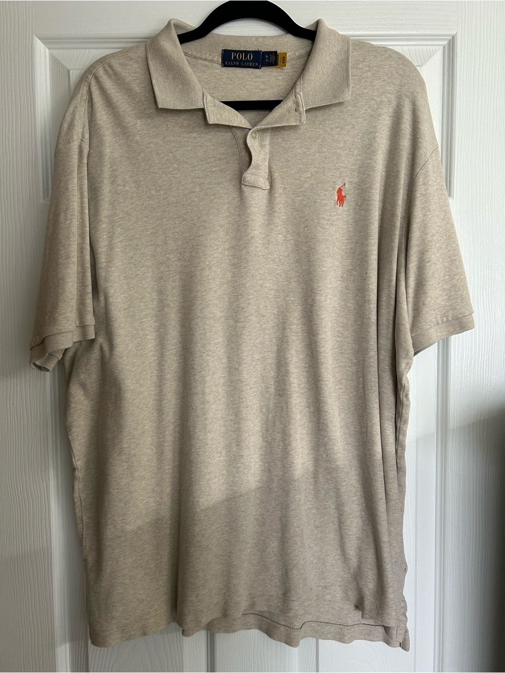 Ralph Lauren Beige Polo Shirt with Orange Logo